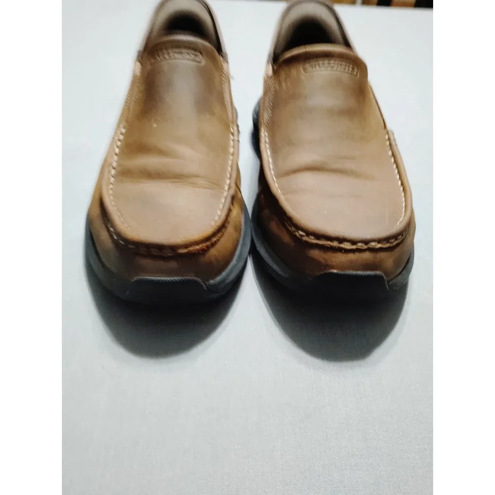 Skechers Goga Mat Arch Slip-Ins‎ Shoes Men 11 WIDE Brown Air Cooled Memory Foam